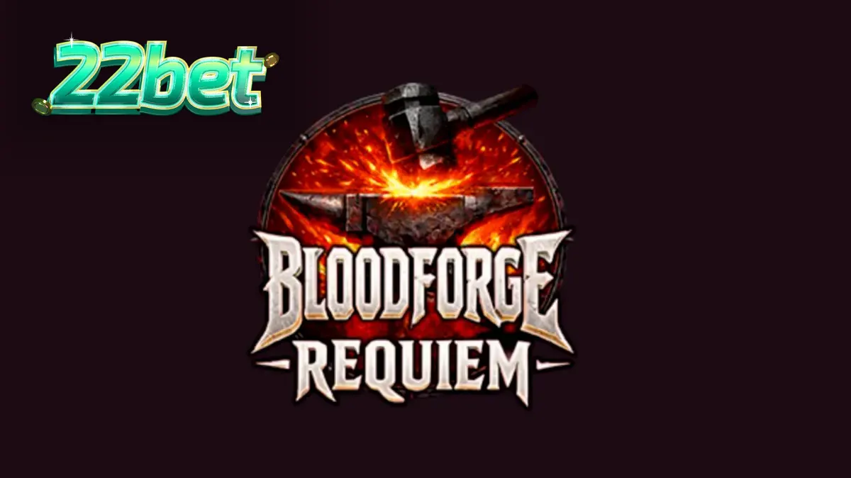 Interface de jogo do slot Bloodforge Requiem com tema de forja e fogo